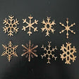 8 x Wooden Christmas Snowflakes - Hanging Bauble - Tree Decorations Shapes Craft - LaserworksUK