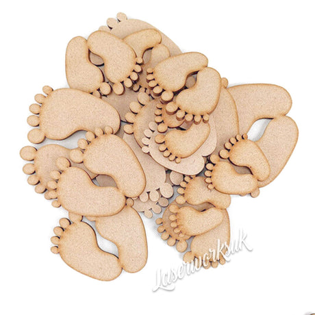Baby Feet Craft Shapes MDF Embellishments - LaserworksUK