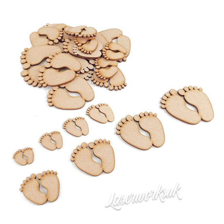 Baby Feet Craft Shapes MDF Embellishments - LaserworksUK