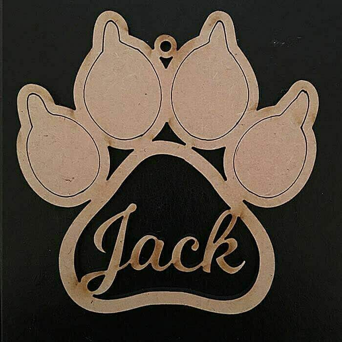 Cat Paw Shaped Baubles - Personalised Names - LaserworksUK