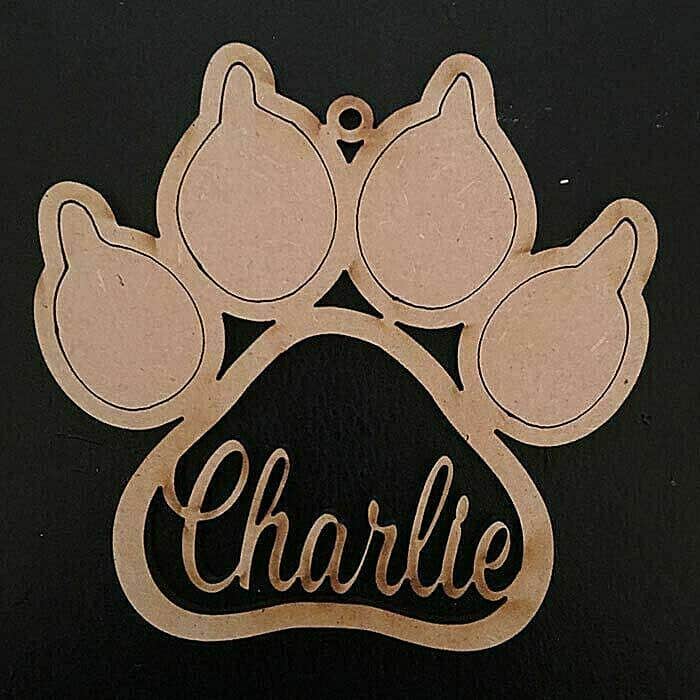 Cat Paw Shaped Baubles - Personalised Names - LaserworksUK