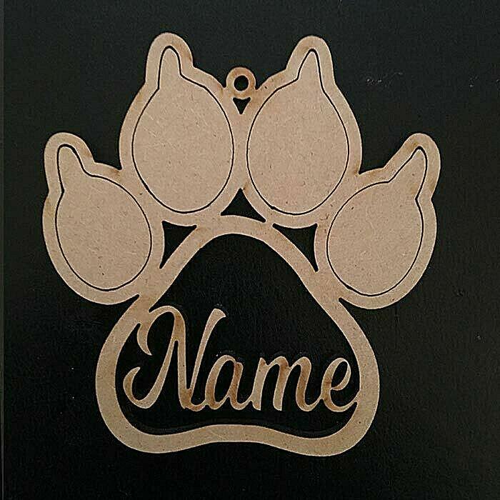 Cat Paw Shaped Baubles - Personalised Names - LaserworksUK