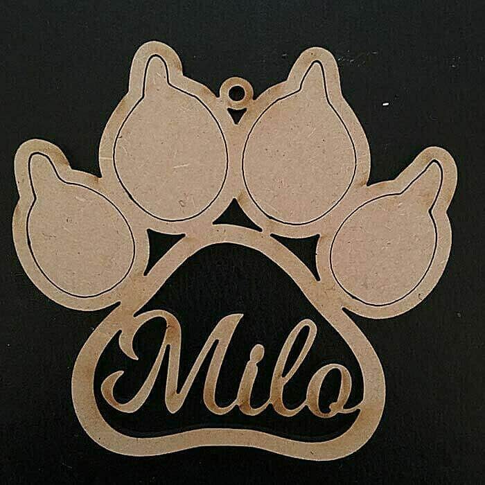 Cat Paw Shaped Baubles - Personalised Names - LaserworksUK