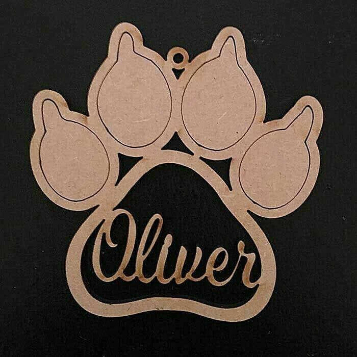 Cat Paw Shaped Baubles - Personalised Names - LaserworksUK