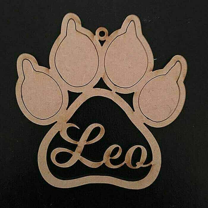 Cat Paw Shaped Baubles - Personalised Names - LaserworksUK