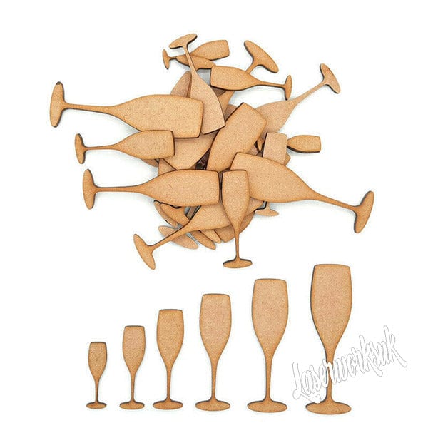 Champagne Glass MDF Craft Shapes - LaserworksUK