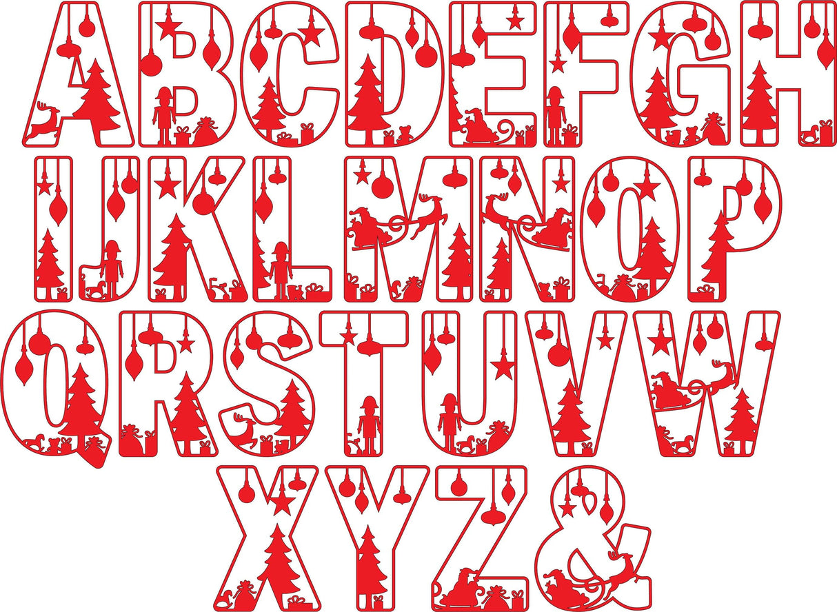 Christmas Themed Alphabet Letters - Full Alphabet Set Available - LaserworksUK
