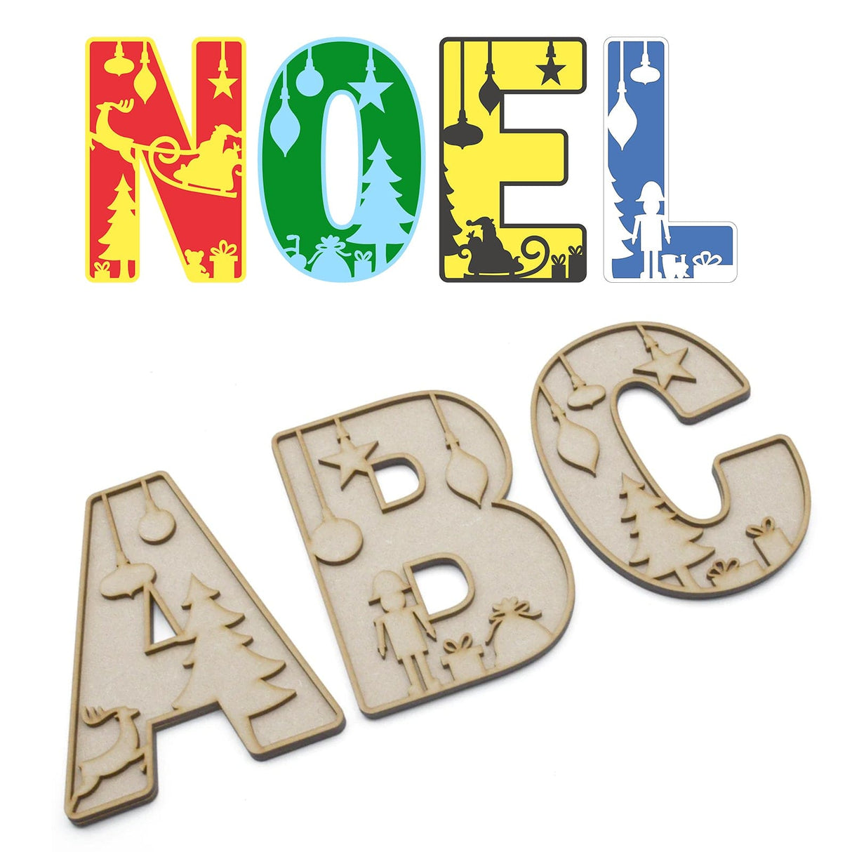 Christmas Themed Alphabet Letters - Full Alphabet Set Available - LaserworksUK