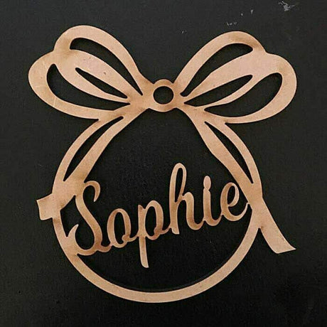 Christmas Tree Baubles Personalised Decorations Wooden Presen gift tags Xmas - LaserworksUK