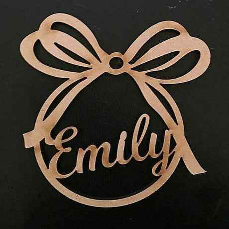 Christmas Tree Baubles Personalised Decorations Wooden Presen gift tags Xmas - LaserworksUK