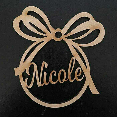 Christmas Tree Baubles Personalised Decorations Wooden Presen gift tags Xmas - LaserworksUK