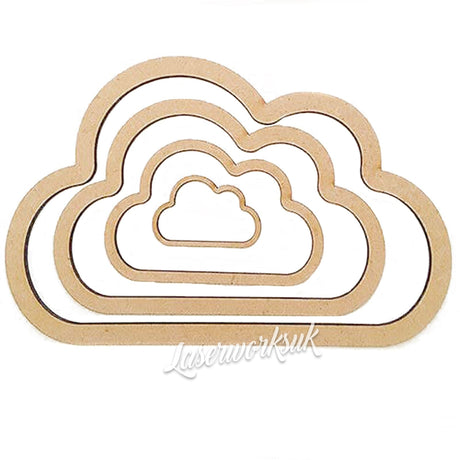 Cloud Outline Shapes | Hanging Mobile Dreamcatcher - LaserworksUK