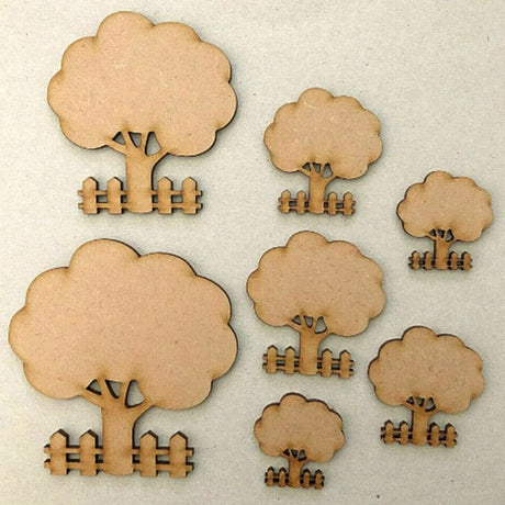 Craft Tree Shape With Fence - MDF Craft Shapes - LaserworksUK