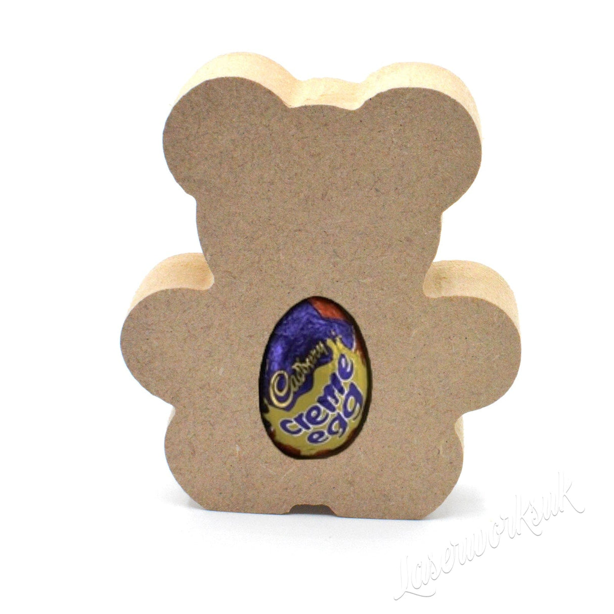 Freestanding Teddy Bear Chocolate Egg Holder - Easter Shapes - Laserworksuk