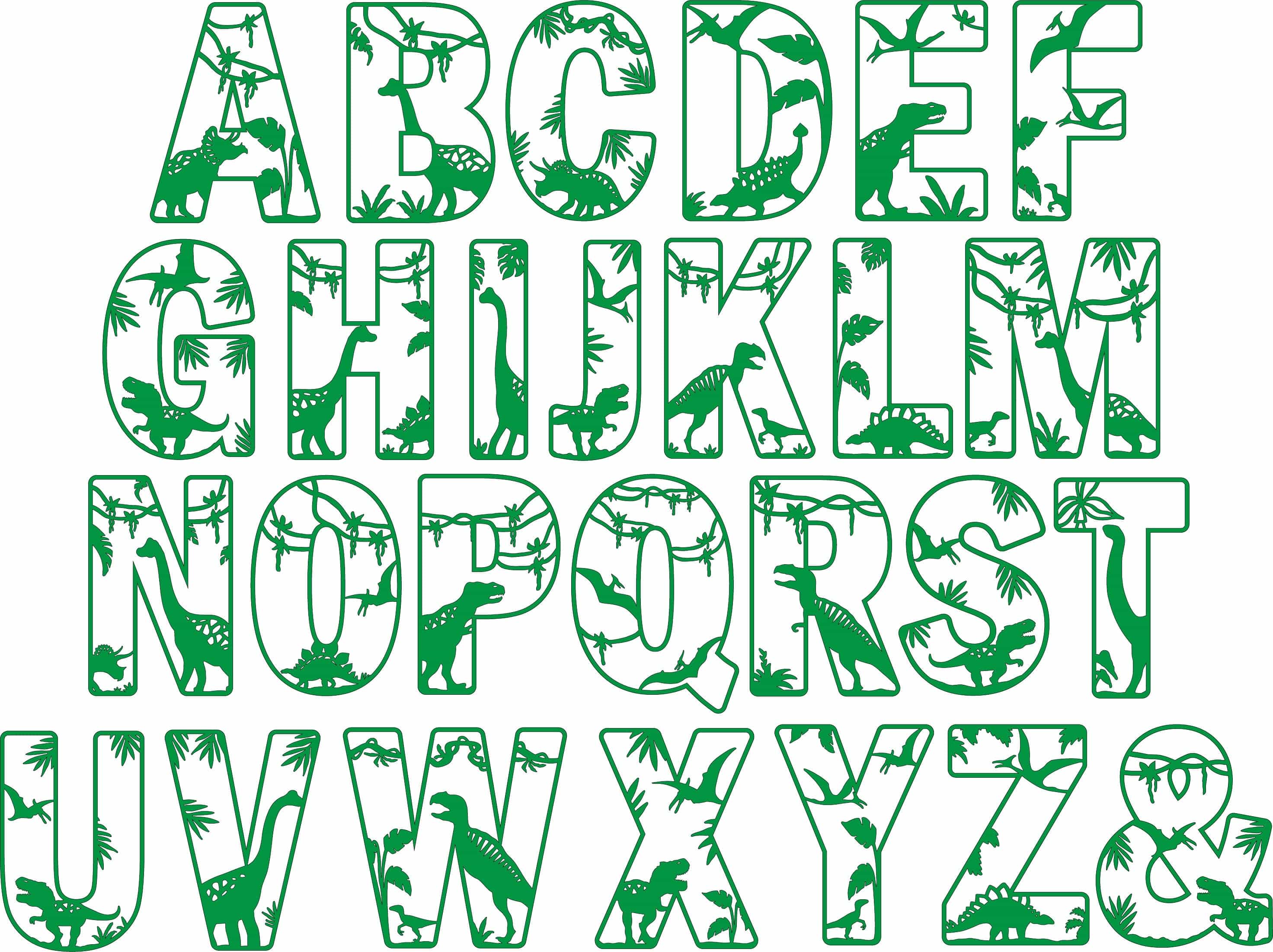 Dinosaur Themed Alphabet Letters - Full Alphabet Set Available - LaserworksUK