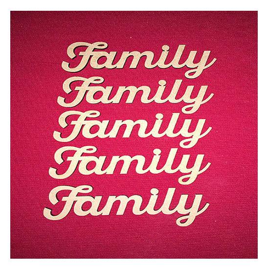 Family Script Words - 5 Pack | Family Wood Sign | Wooden Words - LaserworksUK