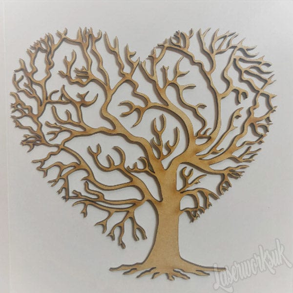 Family Tree Heart Shape 3 x Trees Short Roots Tr12 - LaserworksUK