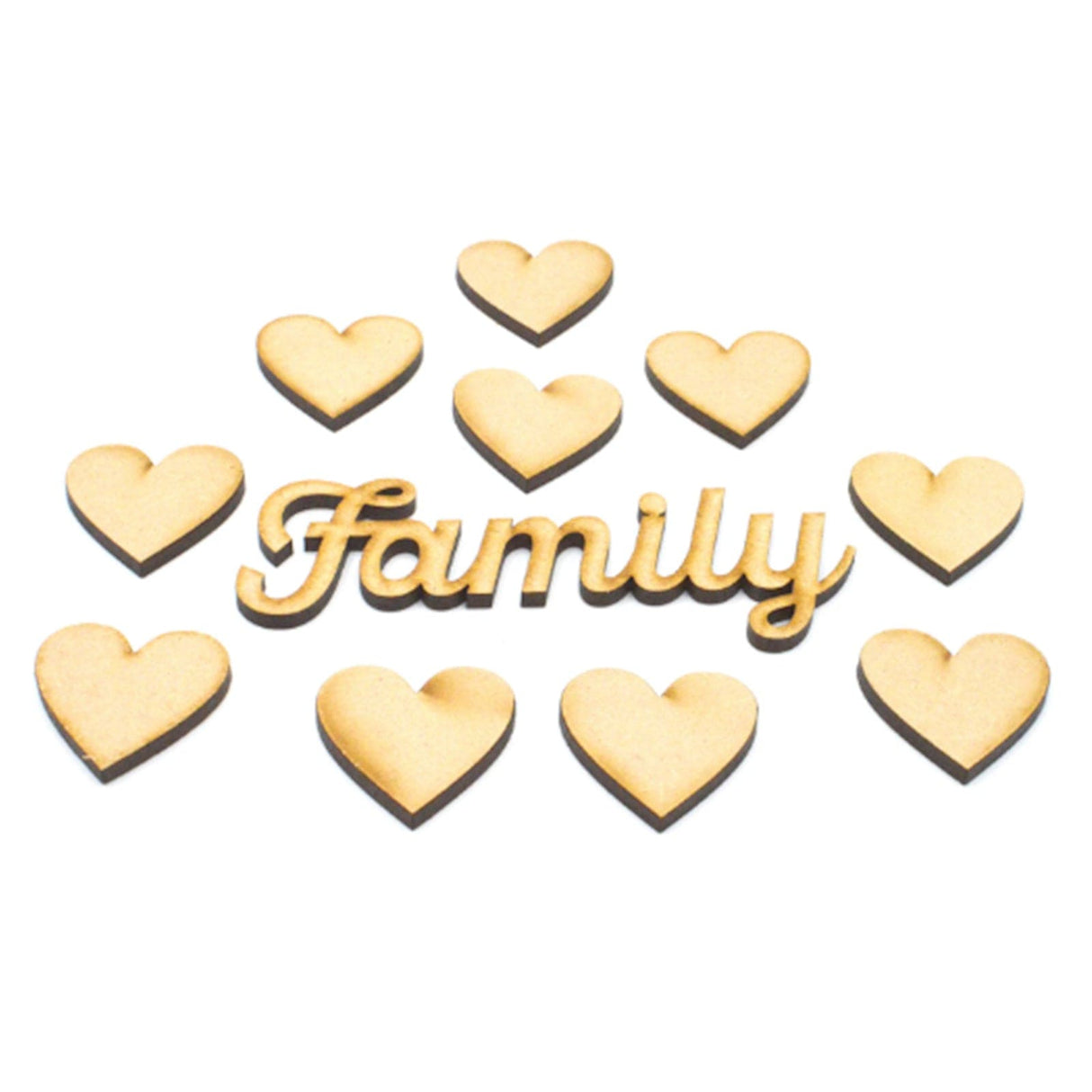 Family Tree Kits - Family Script Name & Hearts - LaserworksUK