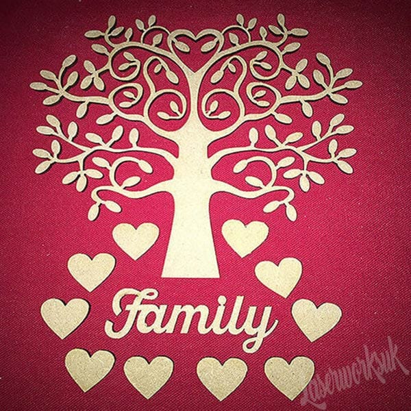 Family Tree Shape | 3 x MDF Trees (TR19) - LaserworksUK