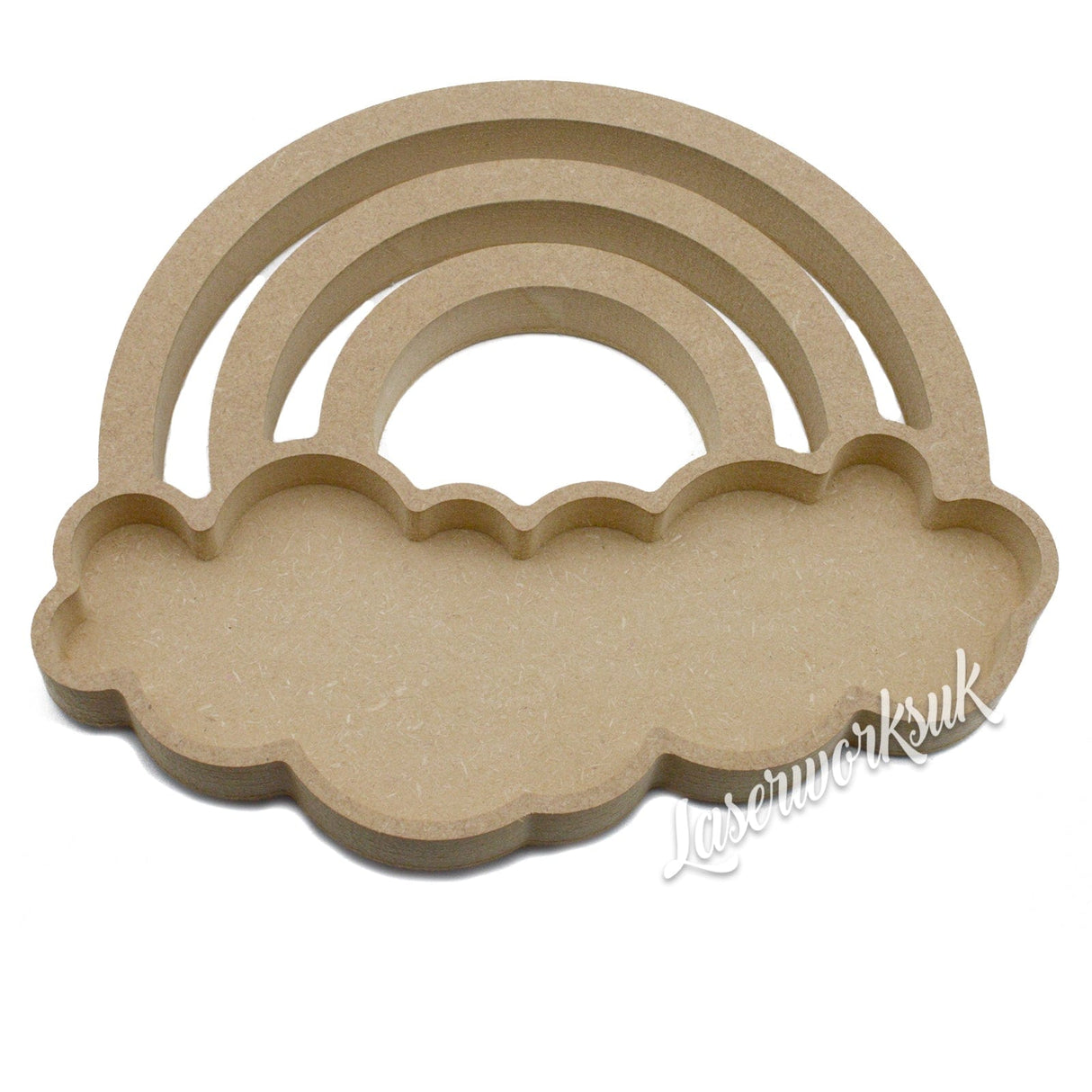 Fillable Cloud & Rainbow - 18mm Thick Wooden Shape - LaserworksUK