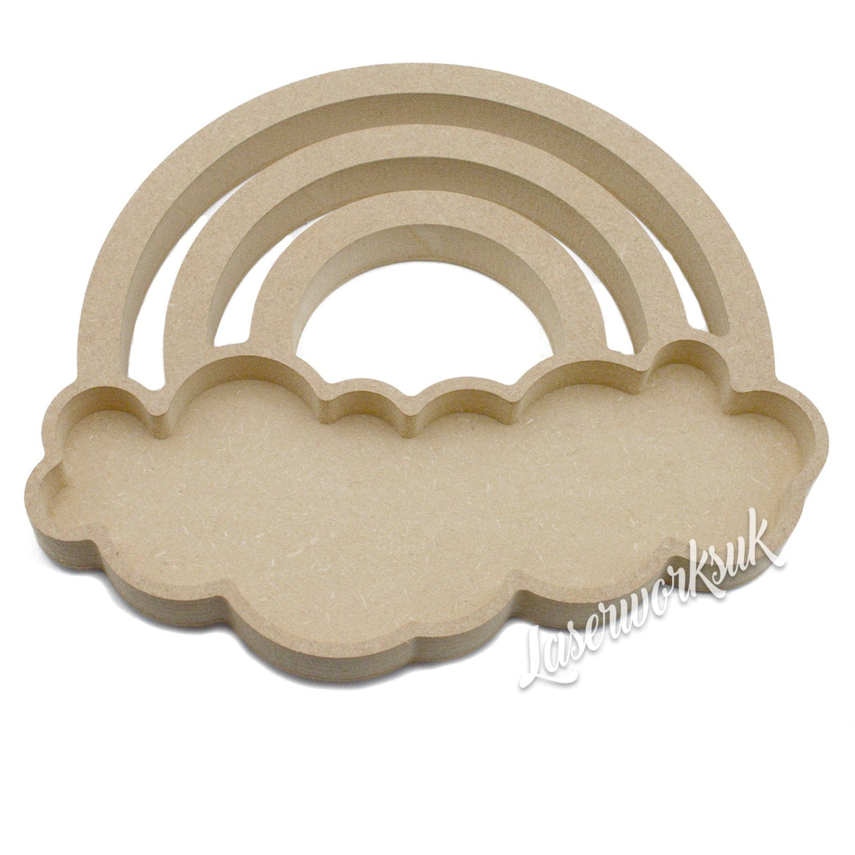 Fillable Cloud & Rainbow - 18mm Thick Wooden Shape - LaserworksUK