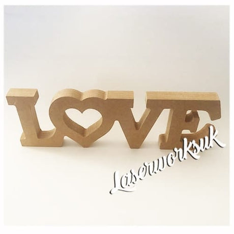 Free Standing Love Word 18mm Thick Wooden Letters - LaserworksUK