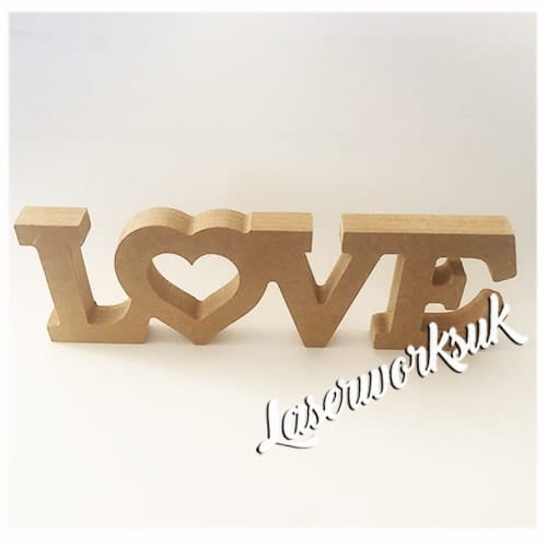Free Standing Love Word 18mm Thick Wooden Letters - LaserworksUK