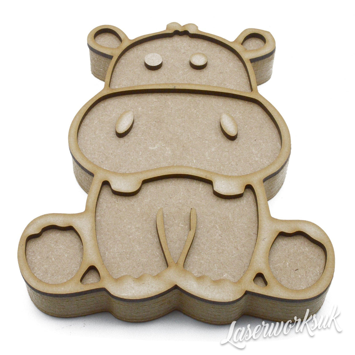 Freestanding 3D Hippo Craft Shape - Hippo Nursery Decor - Laserworksuk
