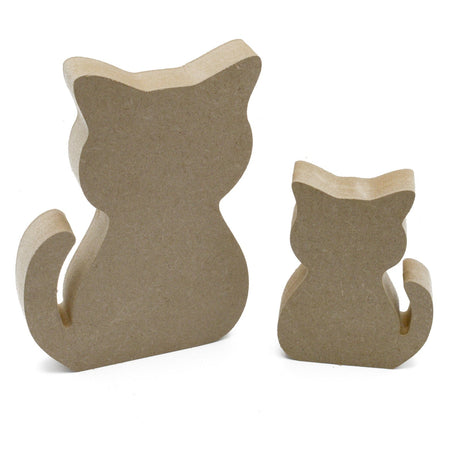 Freestanding Cute Cat 18mm MDF Wooden Craft Shapes - Laserworksuk