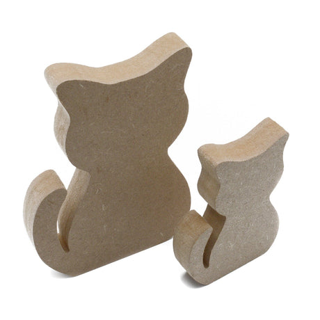 Freestanding Cute Cat 18mm MDF Wooden Craft Shapes - Laserworksuk
