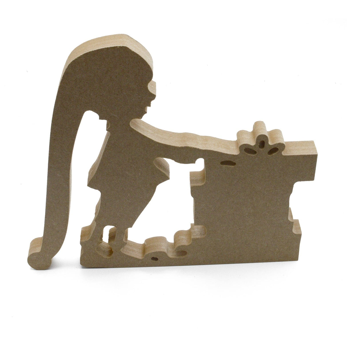 Freestanding Elf Pushing Christmas Present Shapes - Laserworksuk