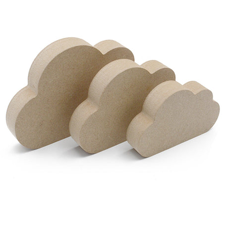 Freestanding Nursery Clouds 18mm MDF Wooden Craft Shapes - Laserworksuk