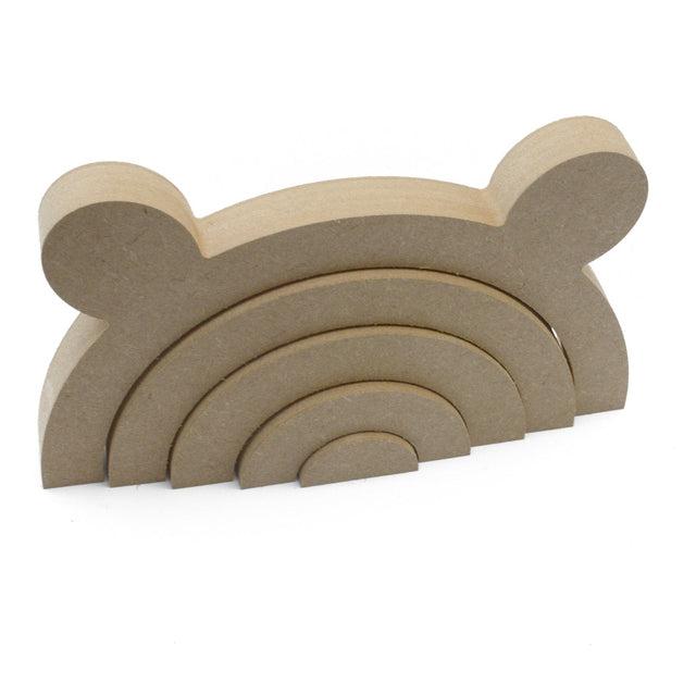 Freestanding Stacking Rainbow With Bear Ears -18mm MDF Nursery Décor - Laserworksuk