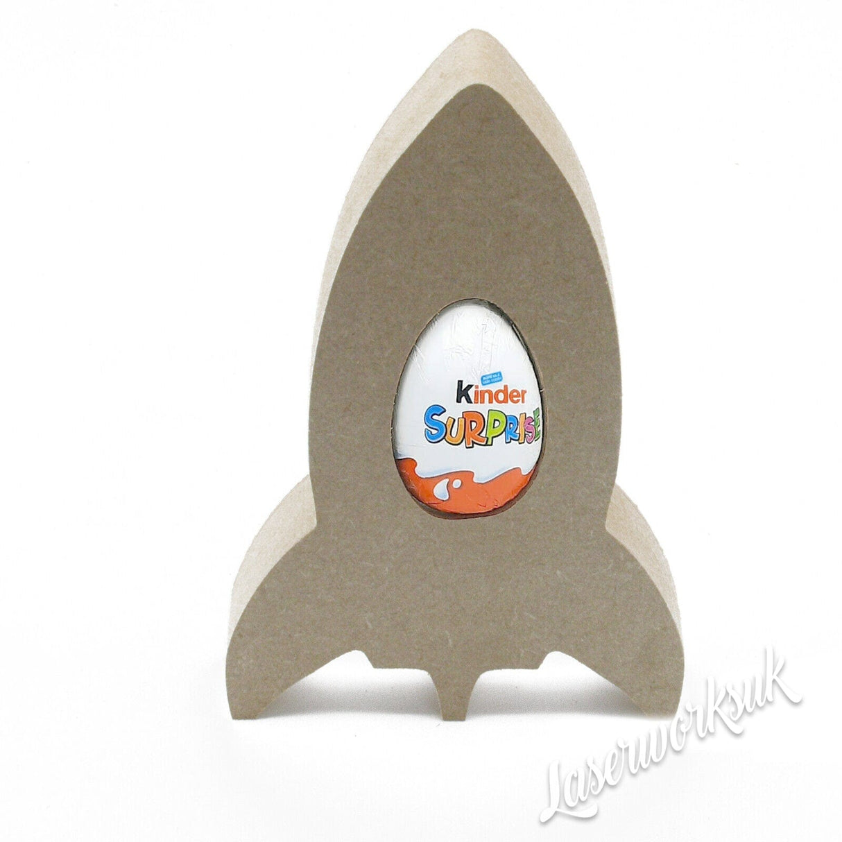 Freestanding Wooden Rocket Chocolate Egg Holder - Laserworksuk