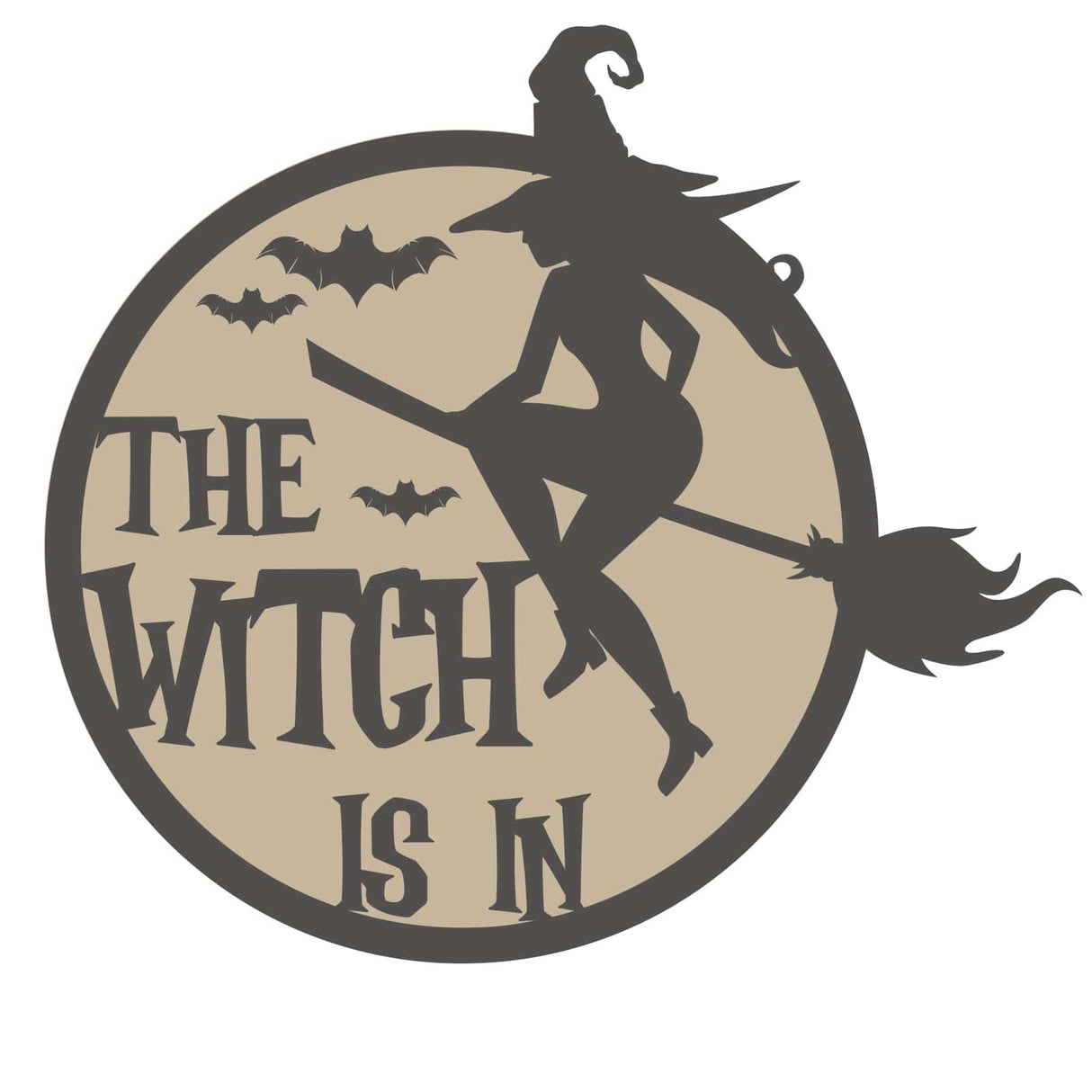 Halloween Flying Witch Layered Door Sign - LaserworksUK