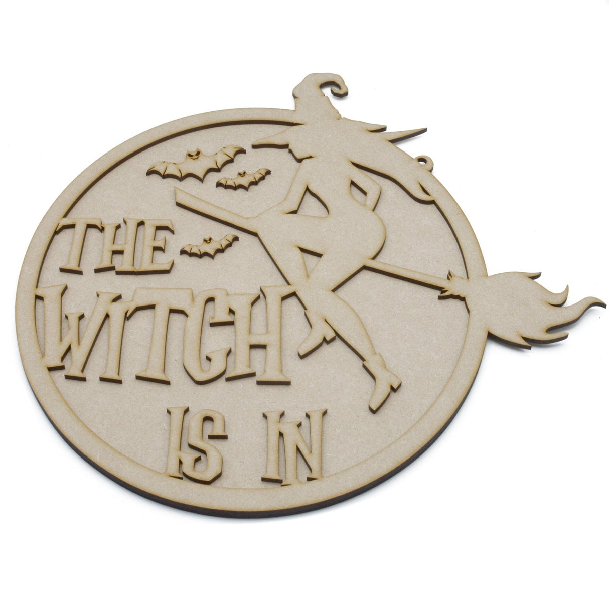 Halloween Flying Witch Layered Door Sign - LaserworksUK