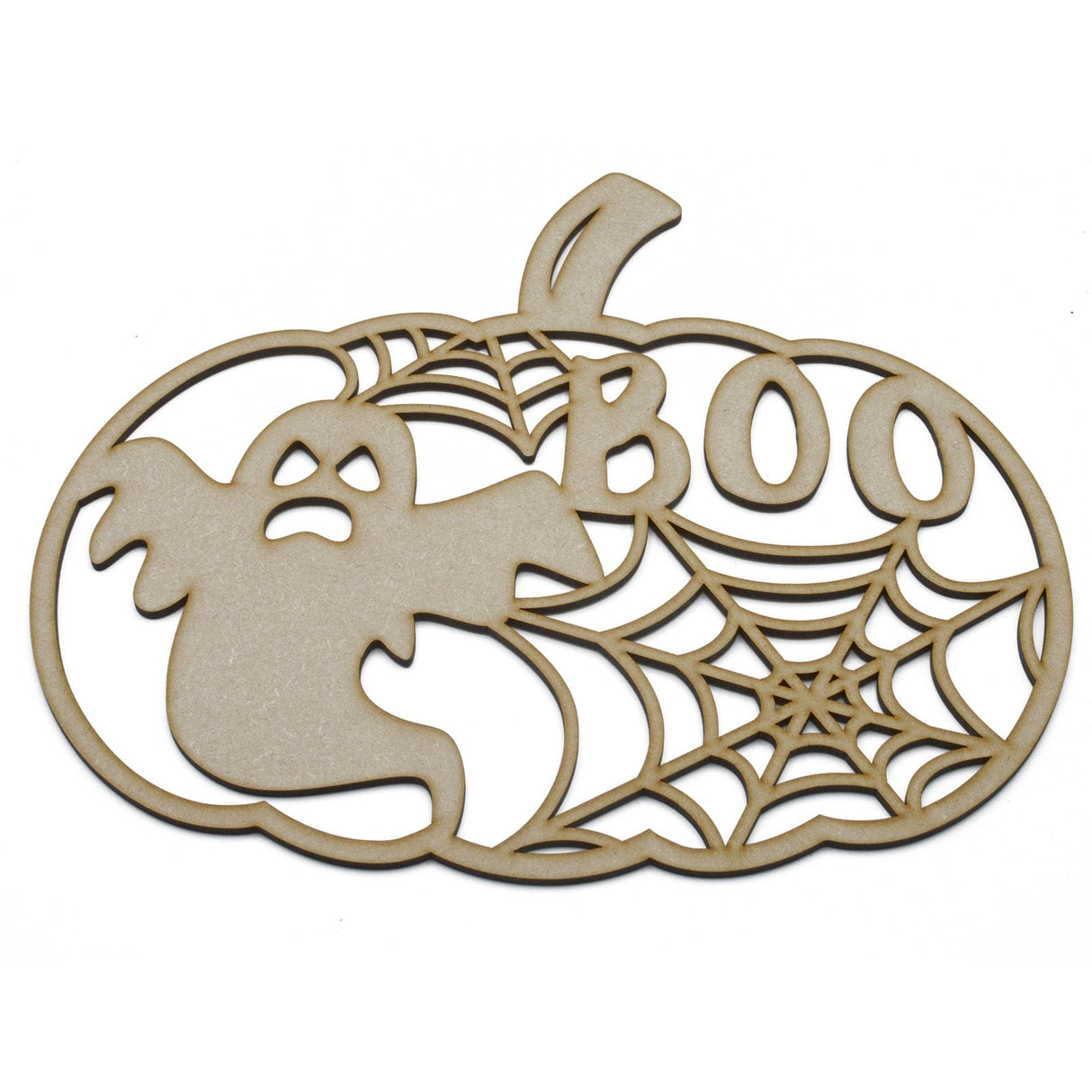 Halloween Pumpkin Ghost & Spiders 3D Layered Sign - LaserworksUK