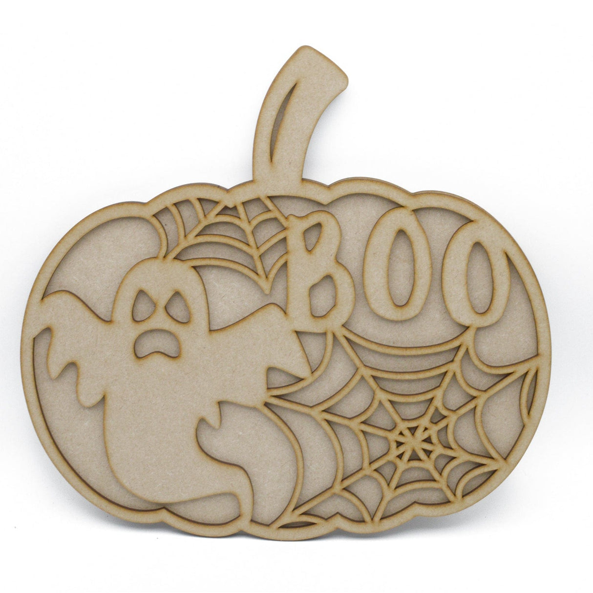 Halloween Pumpkin Ghost & Spiders 3D Layered Sign - LaserworksUK