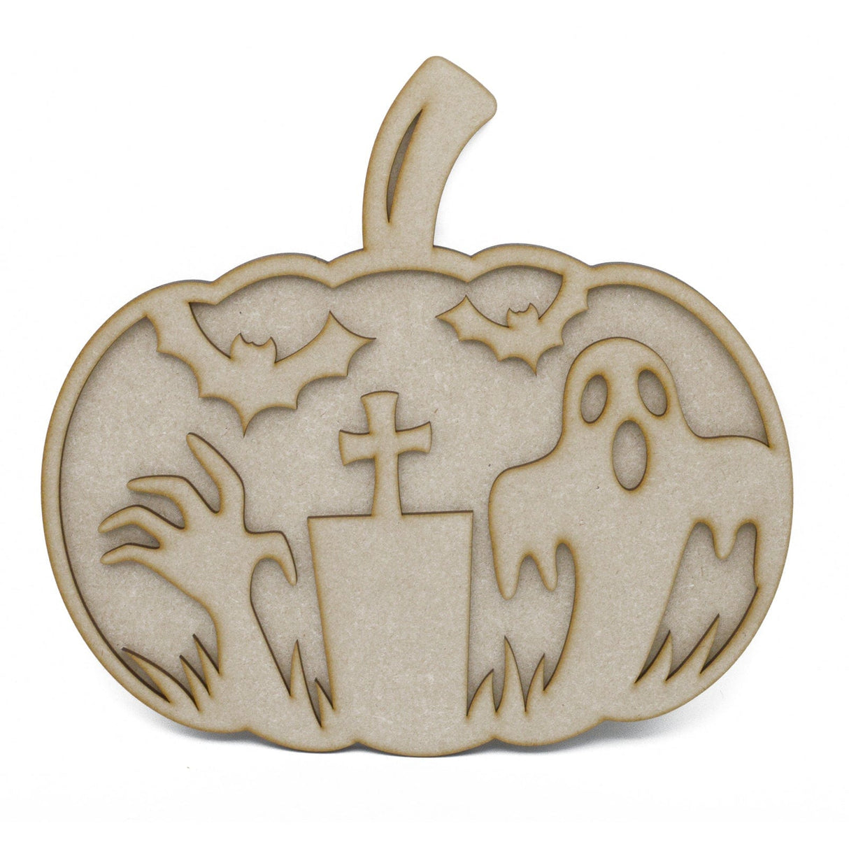 Halloween Pumpkin Gravestone and Ghost 3D Layered Sign - LaserworksUK