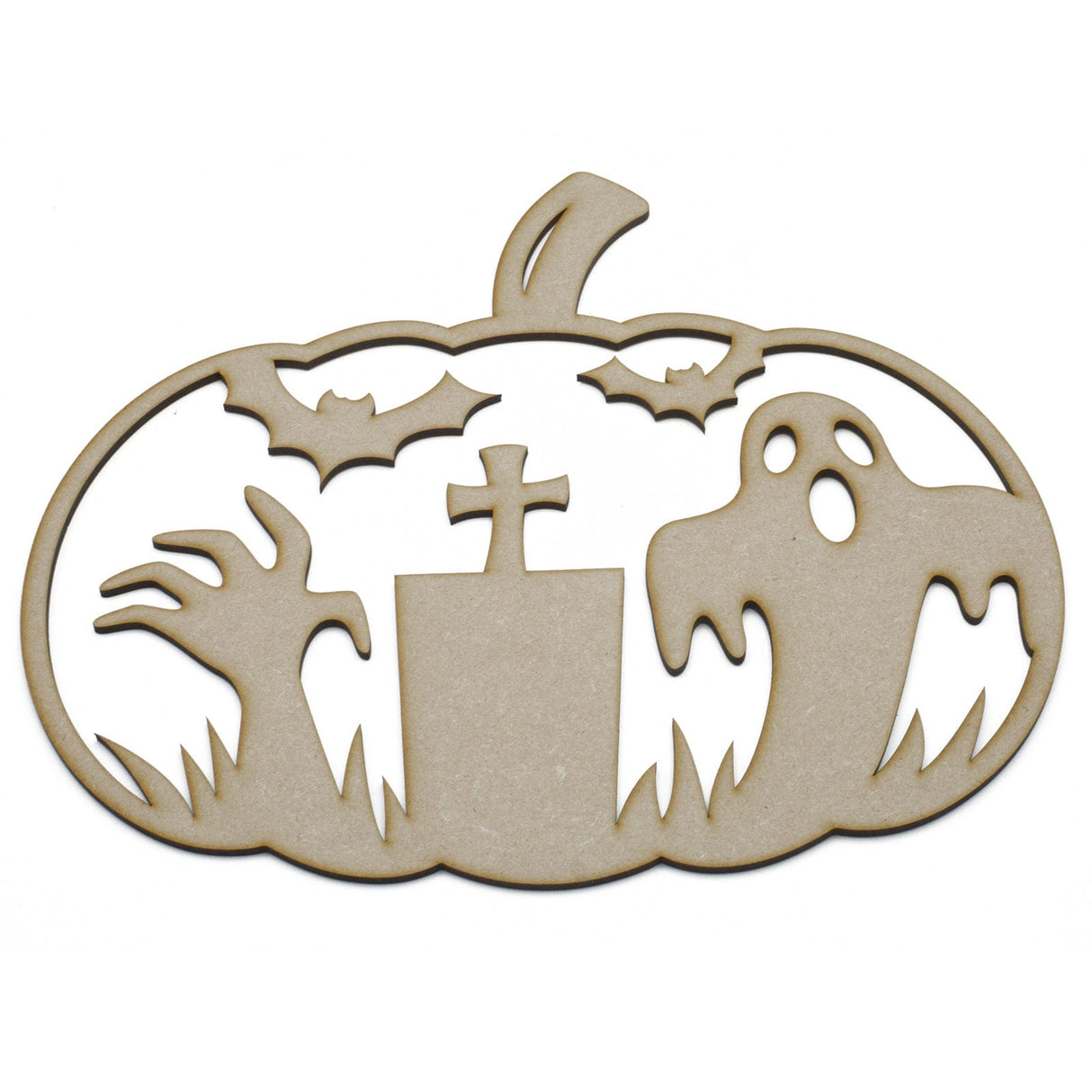 Halloween Pumpkin Gravestone and Ghost 3D Layered Sign - LaserworksUK