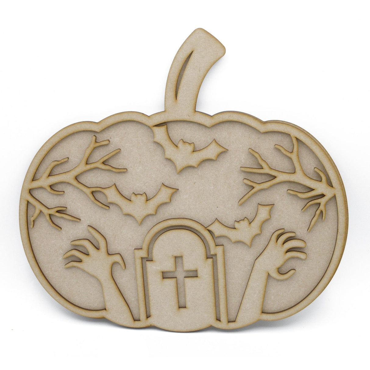 Halloween Pumpkin Tombstone and Bats 3D Layered Sign - LaserworksUK