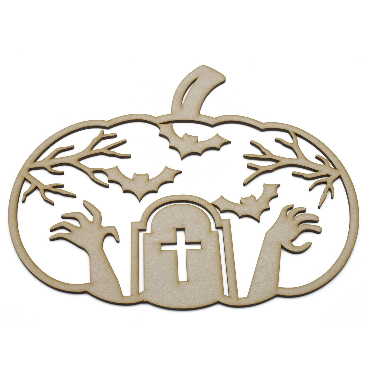 Halloween Pumpkin Tombstone and Bats 3D Layered Sign - LaserworksUK