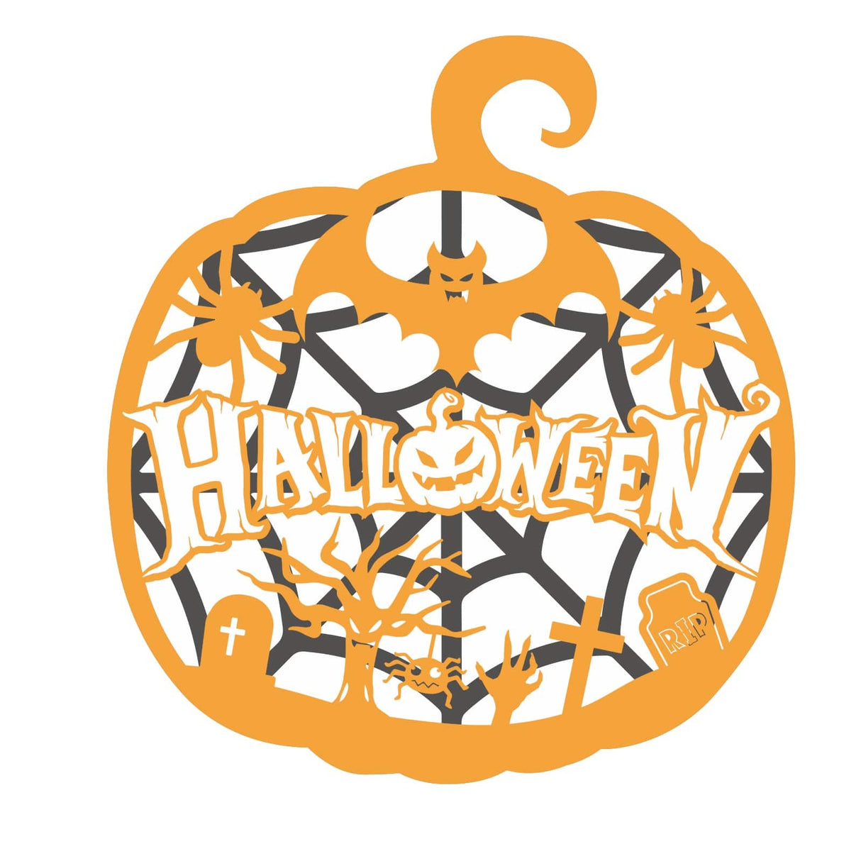 Halloween Scary Pumpkin - Wooden 3D Layered Door Hanger - LaserworksUK