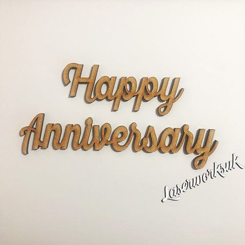 Happy Anniversary Script Words - 3 Pack | Wooden Words - LaserworksUK