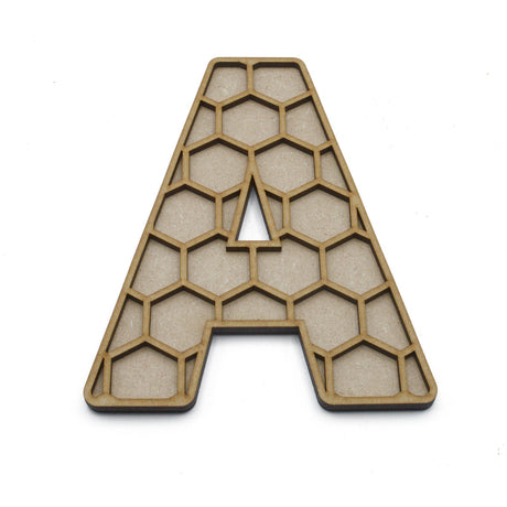 Honeycomb Bee Alphabet Layered Letters 1x FREE Bee Per Letter - LaserworksUK