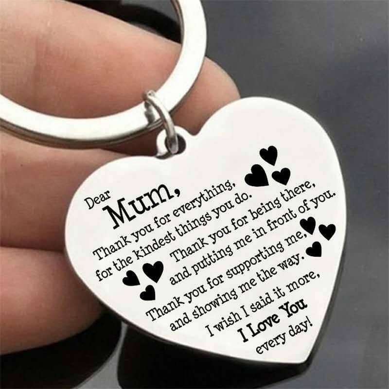 Mum stainless steel Keyring - Mum Heart Keychain - LaserworksUK