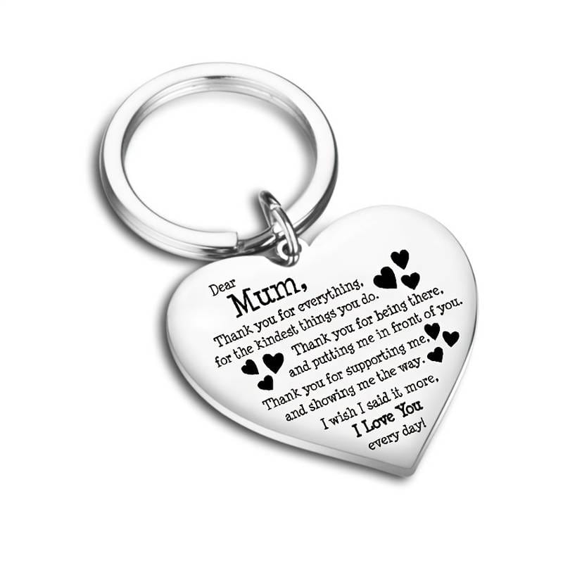 Mum stainless steel Keyring - Mum Heart Keychain - LaserworksUK