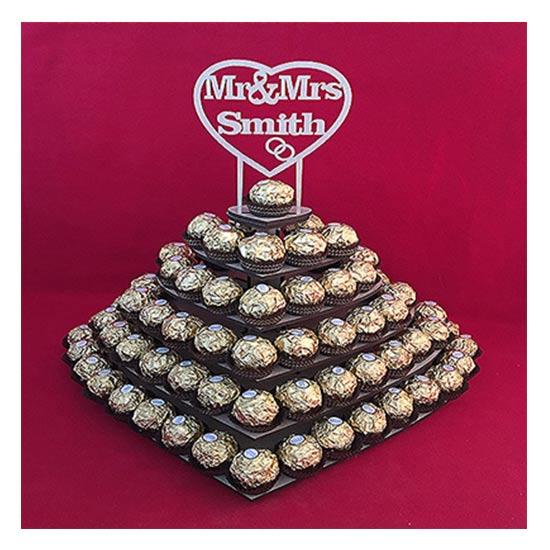 Personalised Ferrero Rocher Heart Wedding Display Stand - LaserworksUK