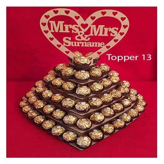 Personalised Ferrero Rocher Heart Wedding Display Stand - LaserworksUK