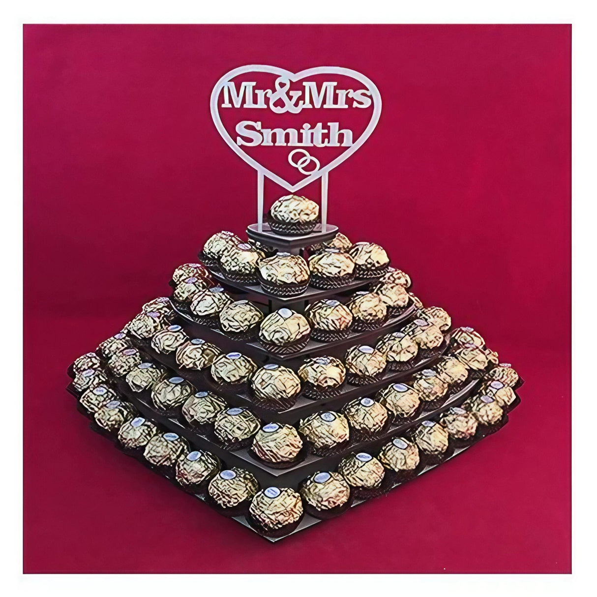 Personalised Ferrero Rocher Heart Wedding Display Stand - LaserworksUK